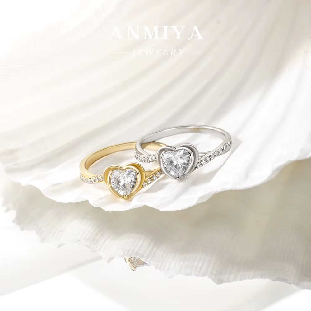 Factory Wholesale 5A CZ Hypoallergenic Waterproof 100% 925 Sterling Silver Promise Engagement Heart Rings