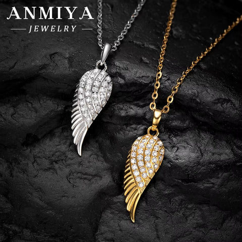 ANMIYA Custom High Class 925 Sterling Silver Pendant Necklace Gold Link AAA Cubic Zirconia Rhodium Plated Necklace