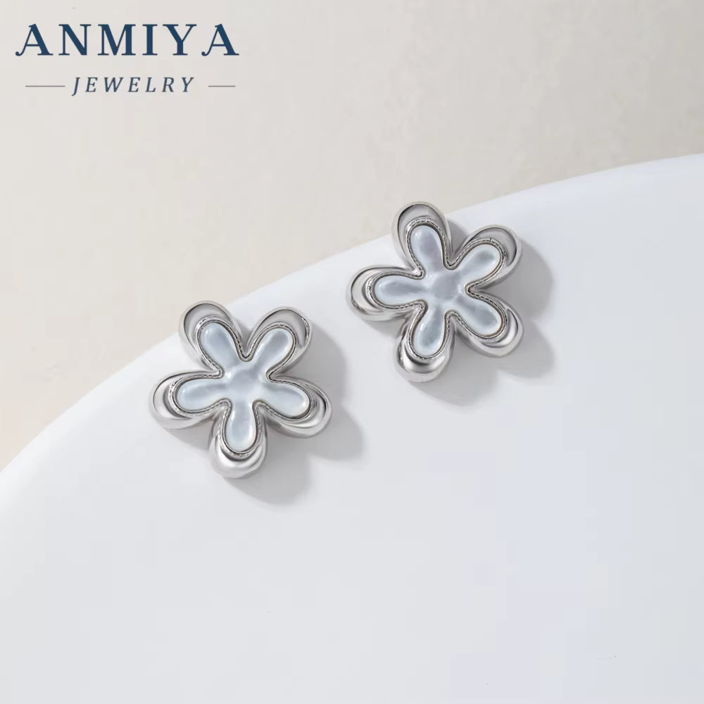 INS Hot Sale Crafted 925 Sterling Silver Necklaces Four Leaf Flower Luxury Ladies Flower Earrings Necklace Set Jewelry