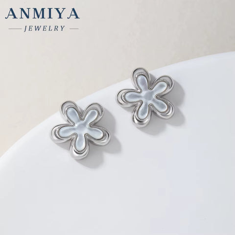 INS Hot Sale Crafted 925 Sterling Silver Necklaces Four Leaf Flower Luxury Ladies Flower Earrings Necklace Set Jewelry