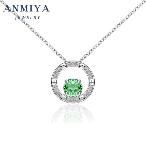 Summer Green round Shape Jewelry Necklace S925 Silver round Brilliant Cut Zircon Fashion Chains Necklaces