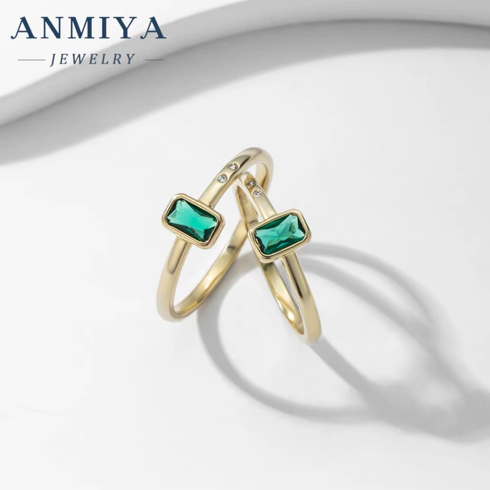 ANMIYA Custom Wholesale Simple Green Zircon Lab Diamond Inoxidable Rings