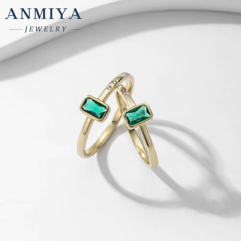 ANMIYA Custom Wholesale Simple Green Zircon Lab Diamond Inoxidable Rings