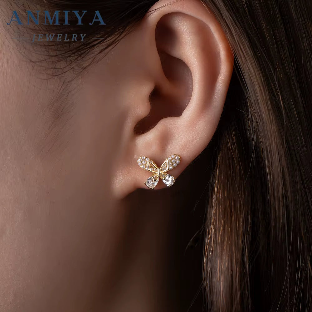 925 Sterling Silver Bow Knot Fashion Stud Earrings Wholesale Jewelry for Women Waterproof Hypoallergenic