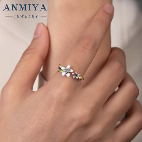New Arrival 925 Silver Zircon Flower Ring Trendy Waterproof Daily Open Adjustable Rings for Women Jewelry Gift